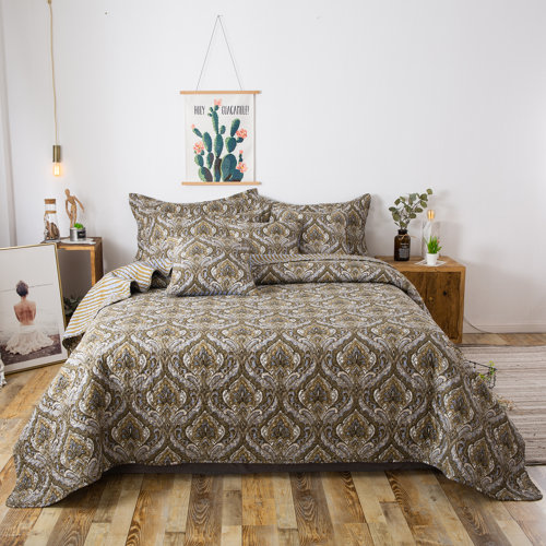 Alcott Hill® Hester Microfiber Damask Coverlet Set & Reviews Wayfair